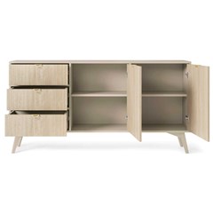 Sideboard 3 Drawers 2 Doors - Chevron Scandi & Beige