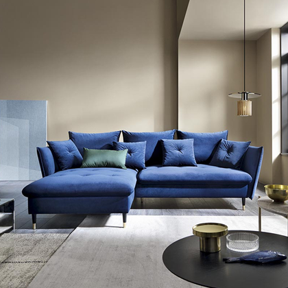 Corner Sofa Bed with Chaise Left 258cm – Blue