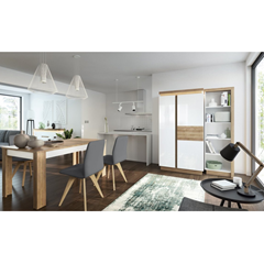Extendable Table 140-180 – Riviera-Oak Light & White High Gloss