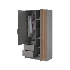 Wardrobe 2 Doors 2 Drawers – Oak & Grey