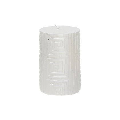 Greek Cylindrical Candle 10 Cm H Ice Wax Silver