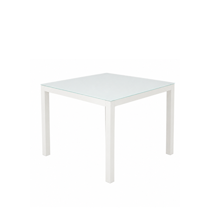 Outdoor Dining Table Aluminium & Glass 100x100x74 cm – White