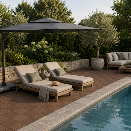 Side Pole Umbrella 3x4m – Charcoal