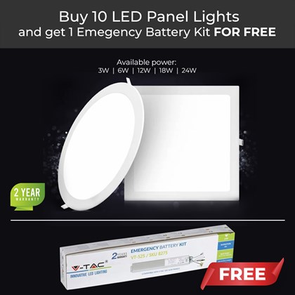 10 LED Panels with 1 Free Emergency Battery Kit