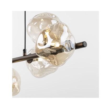 Sculptural Glass and Metal Hanging Lamp 7L - G9