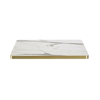 Tabletop Laminate Marble Carrara Effect & Gold Edge