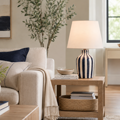 Falyn Lines Table Lamp- Blue