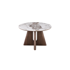 Dining Table – Matt White Marble & Walnut Veneer 160x90