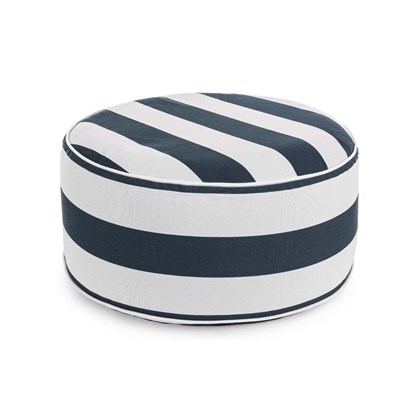 Striped Pouf Inflatable White Blue