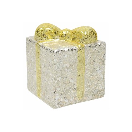 Gift Box LED 8x8 H10 Cm Glass Gold