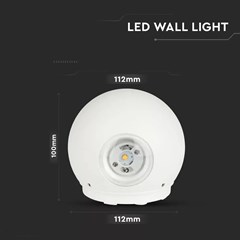 4W LED Wall White Body Round IP65 3000K