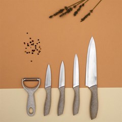 Knife X4 And Peeler With Wheat Fiber Han