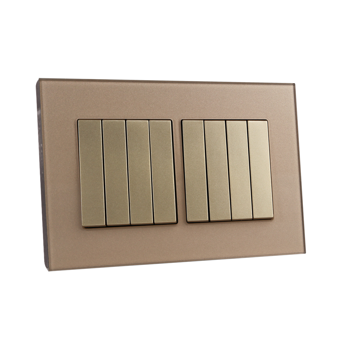 8 Gang 2 Way Switch Gold Temp Glass