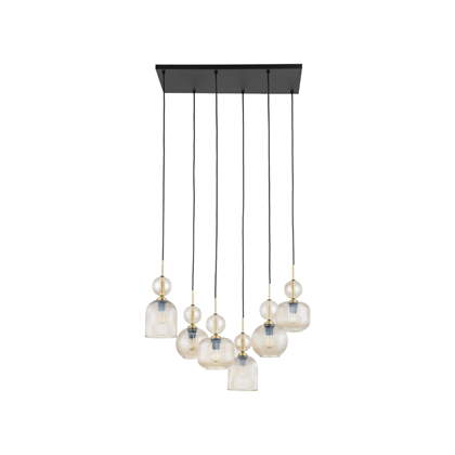 Sophia Cognac Hanging Lamp – Amber & Black/Gold