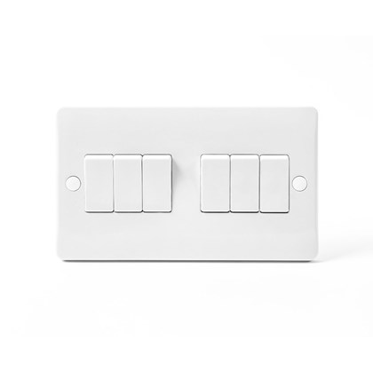 6 Gang 2 Way Switch Eco White