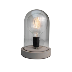 Glass Dome Wood E27 Industrial Table Lamp
