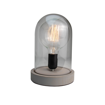 Glass Dome Wood E27 Industrial Table Lamp