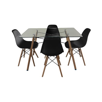 Set Of 4 Chairs With Dining Table Black