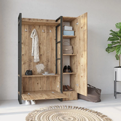 Dressing Table Hall Set With Coat Rack in pine