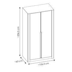 Wardrobe 2 Doors – Walnut & Beige