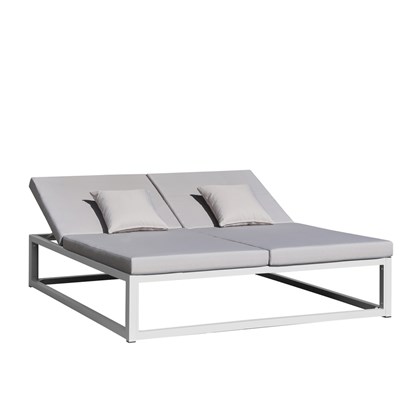 Double Sun Lounger Bed Aluminum - White