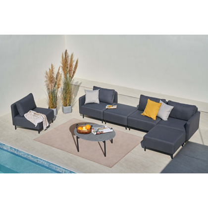 Outdoor Corner Sofa Set of  7 - Grey & Black