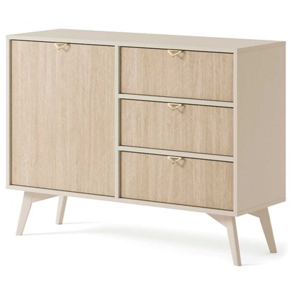 Sideboard 3 Drawers - Chevron Scandi & Beige