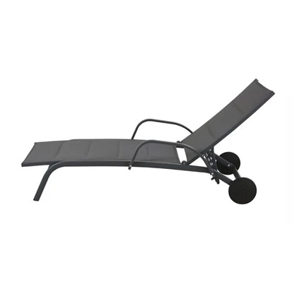 Sun Lounger 4-Position With Wheels - Grey