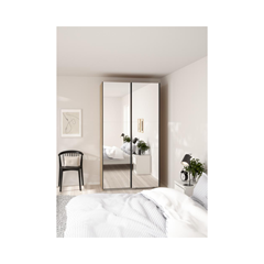 Como Wardrobe with 2 Sliding Doors – Jackson Hickory & Mirror