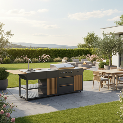 Outdoor Kitchen Unit With Grill