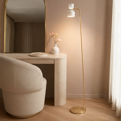 Fifty Floor Lamp – Brass & White