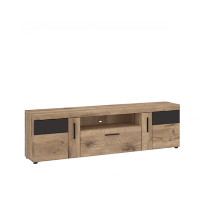 TV Unit 2 Doors 1 Shelf – Viking Oak & Grey Cosmos