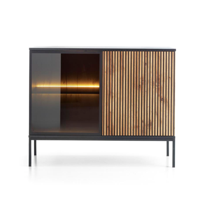 Sideboard Showcase 2 Doors - Wotan Oak and Black
