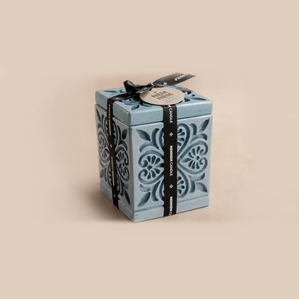 Small Cube Jar Maltese Blue - Creme Caramel