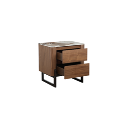 Bedside Table with Ceramic Top and Walnut Veneer
