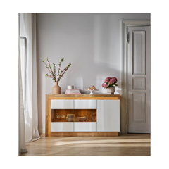 Sideboard 3 Doors – Oak Riviera Light & White High Gloss