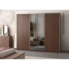 Wood Bedroom Set 160x200cm - Walnut & Bronze