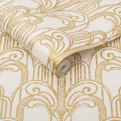 Art Deco Gold and Pearl Wallpaper