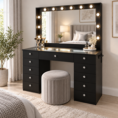 Melamine MDF & Particle Board Dressing Table 143x155– Black