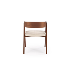 Walnut Dining Chair - Light Beige Fabric