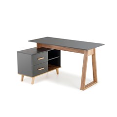 Office Desk With Drawer - Anthracite & Wotan Oak