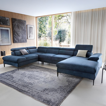 Corner Sofa Bed with Chaise Right – Blue