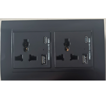 2 Gang 13Amp Socket USB-C Mat Black