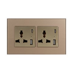 2 Gang 13Amp Socket Usb-C Gold Temp Glas