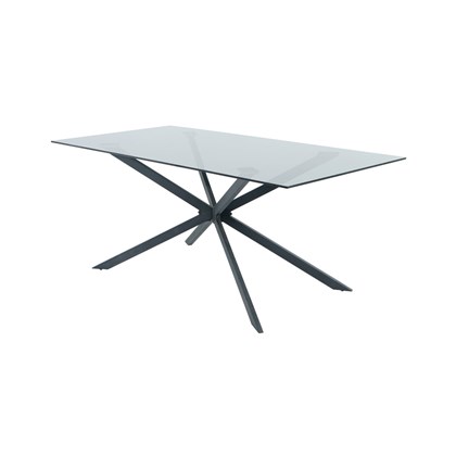 Dining Table 180x90x75cm - Black Glass