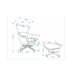 Fredy Leisure Chair with Stool – Light Beige