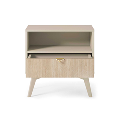 Nightstand 1Shelf 1 Drawer - Chevron Scandi & Beige