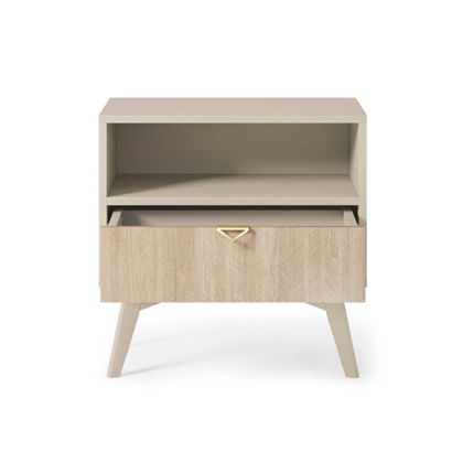 Nightstand 1Shelf 1 Drawer - Chevron Scandi & Beige