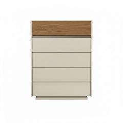 Bedroom Set - 6-Door Wardrobe, Nightstands & Dresser with Mirror -Cream & Walnut