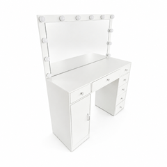 Dressing Table with Melamine LED Mirror & USB Socket  116x140– White
